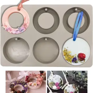 6 cavity Candle Wax sachet round ring aromatherapy silicone Mould