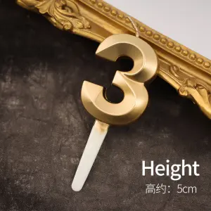 three Number candle Golden Cake candle