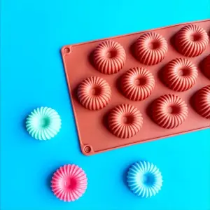 12 cavity donut with frill design silicone mould