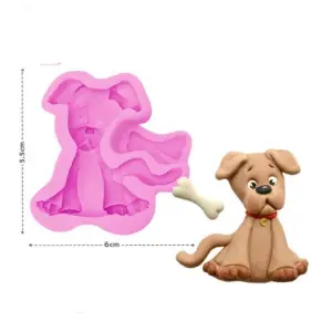 Cute dog with bone Silicone mould