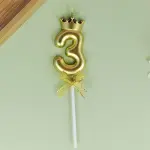 three Number candle Golden Cake candle