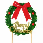 1 pcs Large Garland theme Merry Christmas Cake Topper style 2