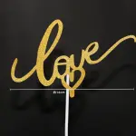 2 pcs Calligraphy love with heart cake topper
