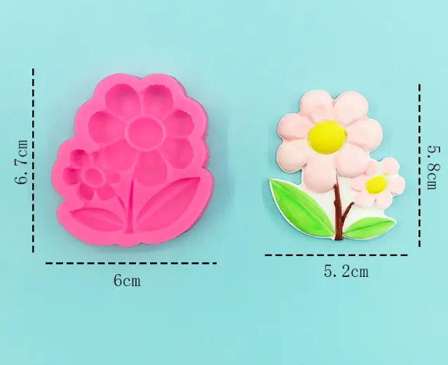 Cute Daisy Flowers with leaves silicone Mould