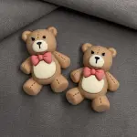 3 Pcs Cute Teddy Bear with Pink Bow Miniature toy topper