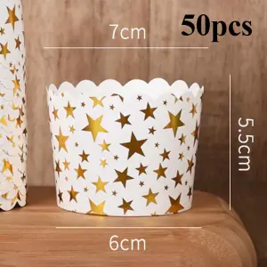 50 Pcs Golden Stars Cupcake Liners