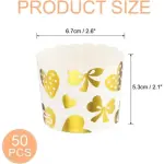 50 Pcs Golden Bow Heart Cupcake Liners
