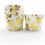 50 Pcs Golden Bow Heart Cupcake Liners