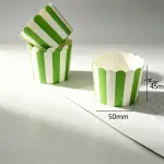 50 Pcs White & Green Line Cupcake Liners
