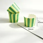 50 Pcs Green & Yellow Striped Cupcake Liners