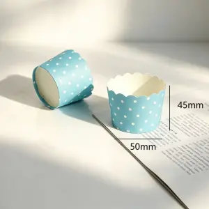 50 Pcs White & Blue Polka Dot Cupcake Liners