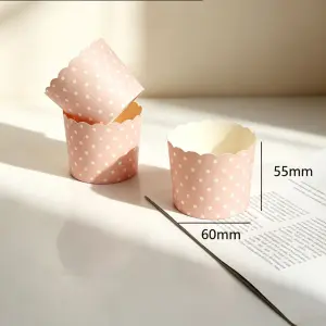 50 Pcs White & Pink Polka Dot Cupcake Liners