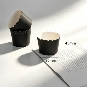 50 Pcs Matt Black Cupcake Liners
