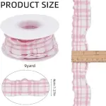 Pink Plaid Crumpled Ribbon (1 Inch x 9 Meters)