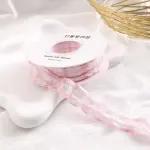 Pink Plaid Crumpled Ribbon (1 Inch x 9 Meters)