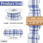 Blue Plaid Crumpled Ribbon for Cake Decorating