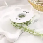 Green Plaid Crumpled Cake Ribbon - 1 Inch x 9 Meters