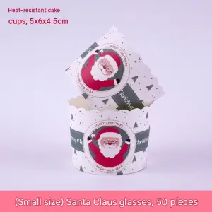 50 Pcs Small Santa Christmas Cupcake Liners