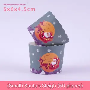 50 Pcs Small Santa Christmas Cupcake Liners