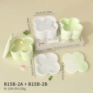 Flower shape storage box with lid silicone mould (large size )