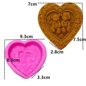 Couple teddy bear Heart theme silicone mould