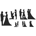 Wedding Couple Silhouette Cutter Set { Set Of 7 Piece }