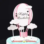 2 set pink and blue Hot air balloon Happy Birthday Cake Toppers set