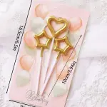 3 pcs Heart & Star cake candles