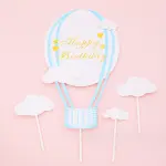 2 set pink and blue Hot air balloon Happy Birthday Cake Toppers set