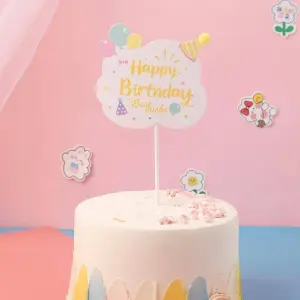 Cute happy birthday colorful Paper Cake Topper