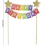 Colorful paper banner Birthday Cake Topper