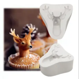 3D reindeer face christmas silicone mould for chocolates,candies,fondant ,resin etc