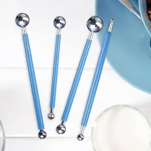 4 PCS Pottery Tools,Fondant Cake Decorating Ball Model,Clay Sculpting Tool Set,Polymer Clay Ball Stylus Dotting Tools