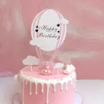 2 set pink and blue Hot air balloon Happy Birthday Cake Toppers set