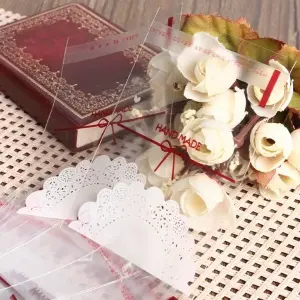 100 pcs Self Adhesive Lace printed Cookie Candy Sleeves