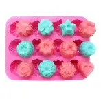 12-Cavity mixed Flower candy ,soap ,cholate ,Silicone mould