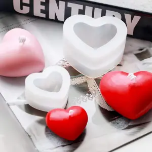 1pc Reusable DIY Silicone Mold,Creative White Heart Shaped Washable Candle Mold For DIY Lovers