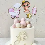 baby shower ,its a girl,Feeding Bottle & Figure Design Cake Topper set