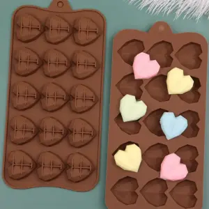 1pc 15 Grid Diamond Heart Shaped Silicone Chocolate Mold,Creative Romantic Diy Cake Decorating Tool For Kitchen,Ice Cube,Biscuit,Pastry Handmade Baking Mold