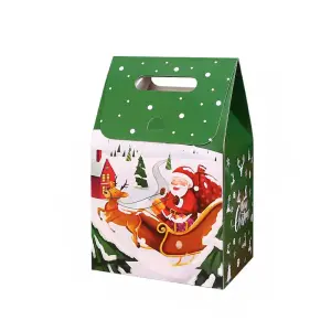 1Pcs Green Christmas Baking Paper Tote Bag 11cm x 15.5cm x 15.5cm x 16cm