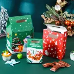 1Pcs Green Christmas Baking Paper Tote Bag 10cm x 10cm x 6cm x 5.3cm