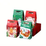 1Pcs Red Big Santa Christmas Baking Paper Tote Bag 10cm x 10cm x 6cm x 15.3cm