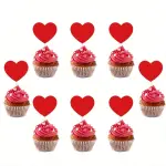10 pcs red heart cake topper set