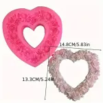 1pc Large Rose Heart Wreath Silicone Food Good Mold Big Heart Shaped Rose Silicone Mold Cake Decorating Tools Soap Cake Mould