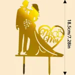 1pc Large Golden Acrylic Wedding Cake Topper For Valentine's Day Party,Christmas
