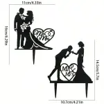 3pcs/Set Black Wedding Design Cake Topper For Wedding Party Cake Decoration