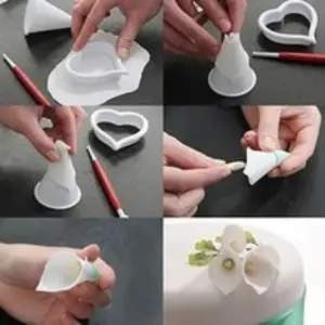 6 Pcs Icing Fondant Calla Lily Flower Cookie Cutter Mold Bakeware Tool Cutter Sugarcraft Paste Mold Cake Decorating Cutter Former