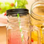 1 pcs Glass Mason Jars With Straw