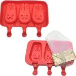 3 Cavities Cute Bunny Silicone Popsicle Mould