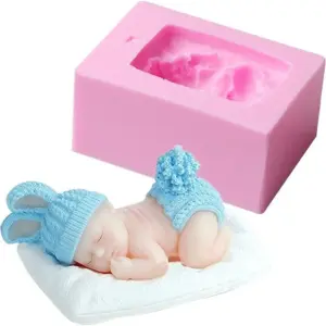 3D Sleeping Baby with a Pillow Silicone Mould